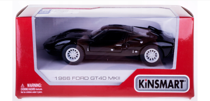 1966 Ford GT40 MKII USA Car Model Diecast Black Toy Open Doors 1:32 Kinsmart