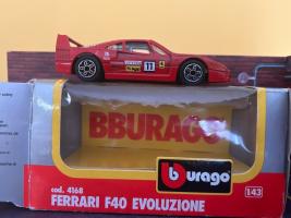 Ferrari F40 Evoluzione Italian Racing Car Model Diecast Toy Red 1:43 Bburago