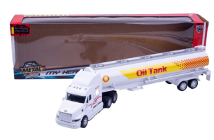 Truck Lorry Oil Tank Red Cabin Pull-Back Movable Joint Model Metal Diecast