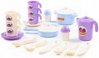 Girls Kitchen Accessories Set Play Cooking Toys 38 PCS Pots Cups Cutlery