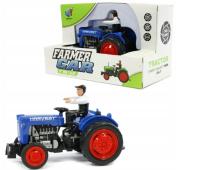 Mini Tractor Harvest with Figure Model Diecast Plastic Toy Red or Blue 1:34