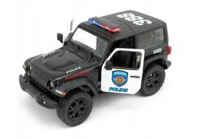 Jeep Wrangler 2018 Police USA Car Model Diecast Toy Open Doors 1:36 Kinsmart