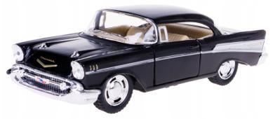 Chevrolet Bel Air 1957 USA Car Model Diecast Toy Open Doors Black 1:34 Kinsmart