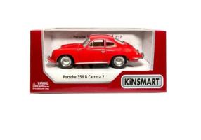 Porsche 356 Carrera 2 Germany Car Model Red Diecast Open Doors 1:34 Kinsmart