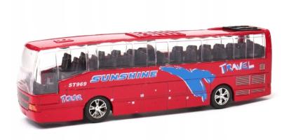 Bus Model Metal Diecast Toy Red Sound Light Pull Back 1:70 Welly