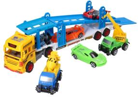 Tow Truck (43 cm - 17 inch) + 6 Cars Dump Truck Sport Car F1 Toy Gift Children