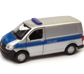 Volkswagen T6 Van Police Germany Blue Car Model Diecast 1:34 Welly