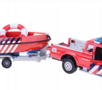 Mitsubishi Dutch Brandweer Fire Brigade with Pontoon Diecast Car Toy Pull Back