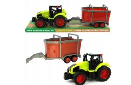 Tractor Farm with Horse Trailer Model Toy Green Gift Children 40 cm