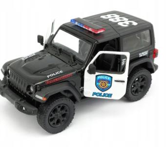 Jeep Wrangler 2018 Police USA Car Model Diecast Toy Open Doors 1:36 Kinsmart