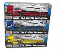 Scania Teama Sea Cruiser Boat Transporter Model Metal Diecast Toy Gift 1:48