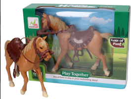 Playset Figure Big Brown Horse with Saddle Farm Gift Children