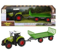 Big Set Tractor with Trailer Transporter Straw Model Toy Green Big 40 cm