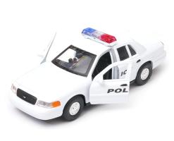 1999 Ford Crown Victoria American Police Car Model Diecast White Toy 1:34 Welly