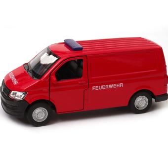 Volkswagen T6 Van Fire Brigade Germany Car Model Red Diecast 1:34 Welly