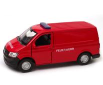 Volkswagen T6 Van Fire Brigade Germany Car Model Red Diecast 1:34 Welly